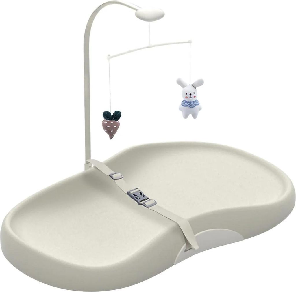 Baby Wickelauflage - Für Wickeltisch - Ergonomisch geformt - Rutschfest - Leicht abwischbar - Größe M - 0–6 Monate - Beige