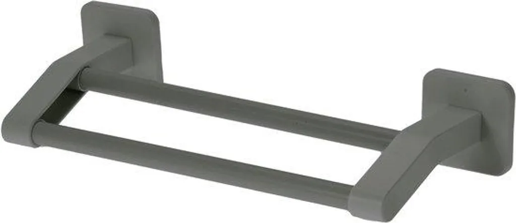 Porte-serviettes double gris 30 cm fixation murale en aluminium mat