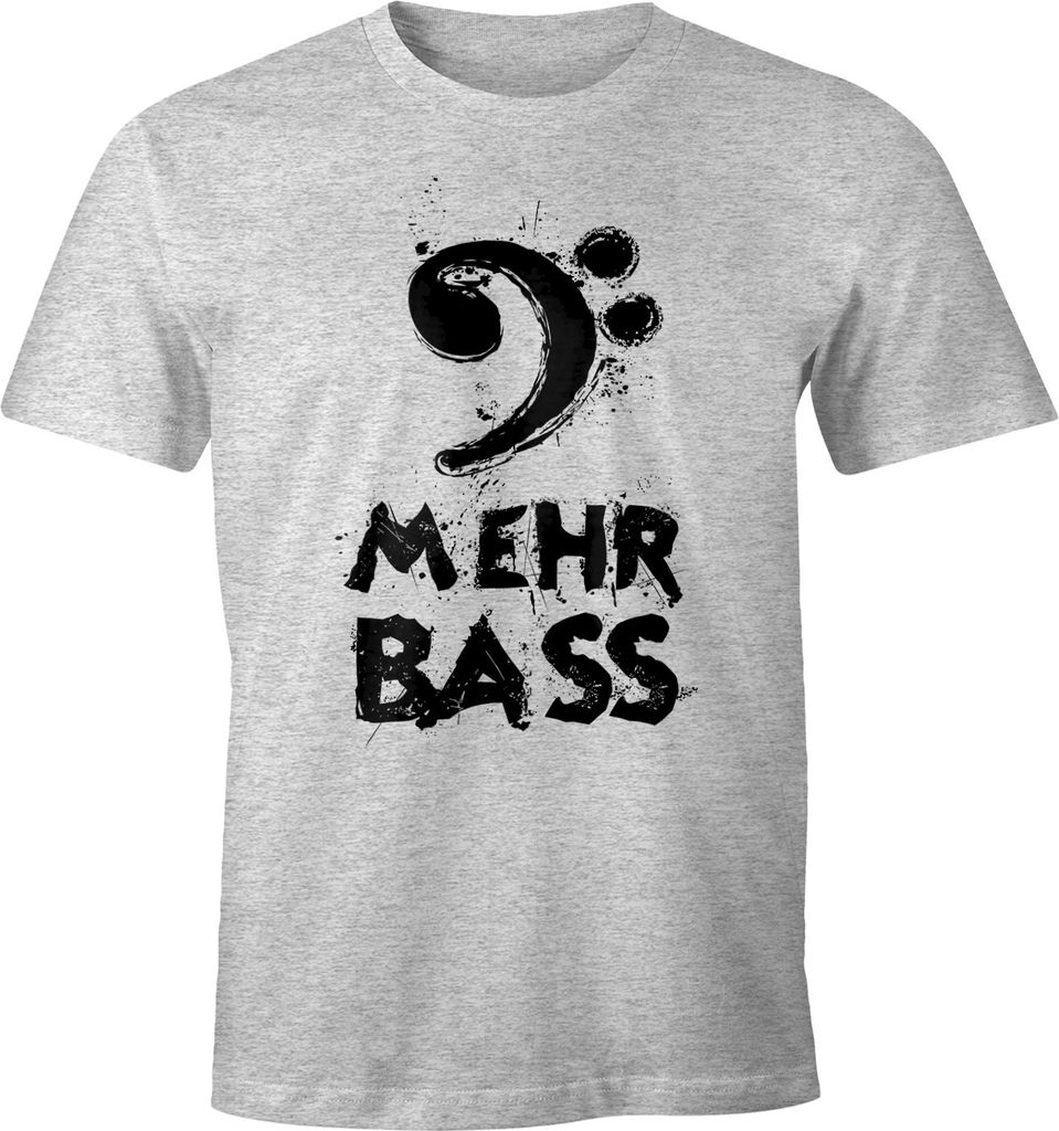 Herren T-Shirt Mehr Bass Musik Party Moonworks grau-meliert S