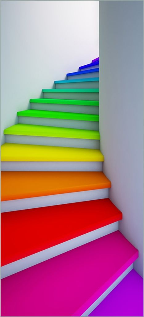 Türtapete Türposter Bunte Treppe - Größe: 93 x 205 cm