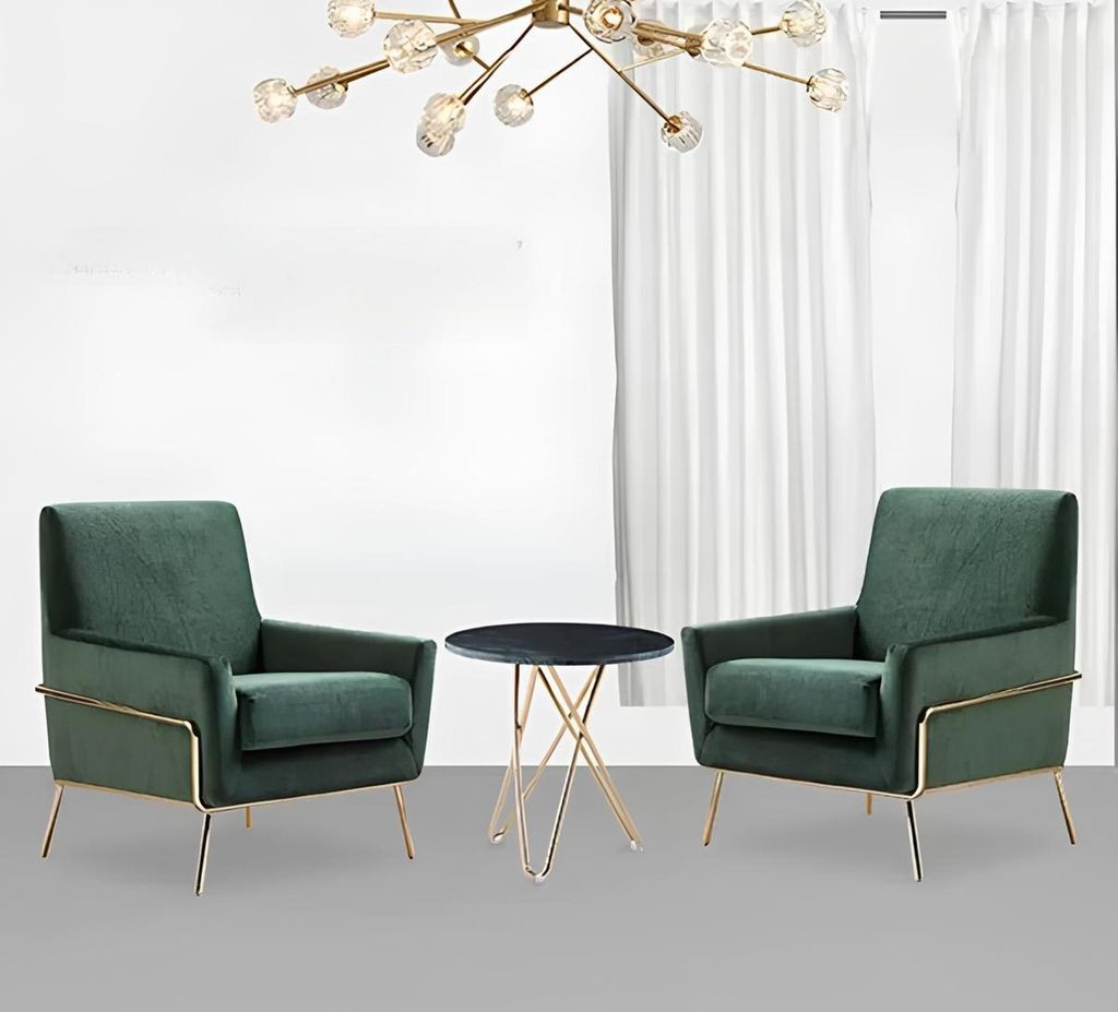 Designer Club Lounge Sessel Relax Hotel Stuhl Set Garnitur Gruppe Luxus Grün