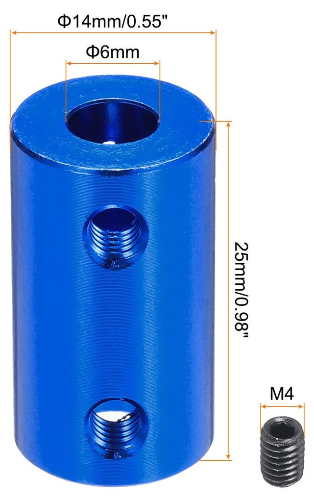 Wellenkupplung Verbinder mit Bohrung von 6mm-6mm L?nge 25mm ŠÕ 14mm 6 Pcs Wellenkupplungen M4 Aluminiumlegierung Starre Kupplung fš¹r Motorzube...