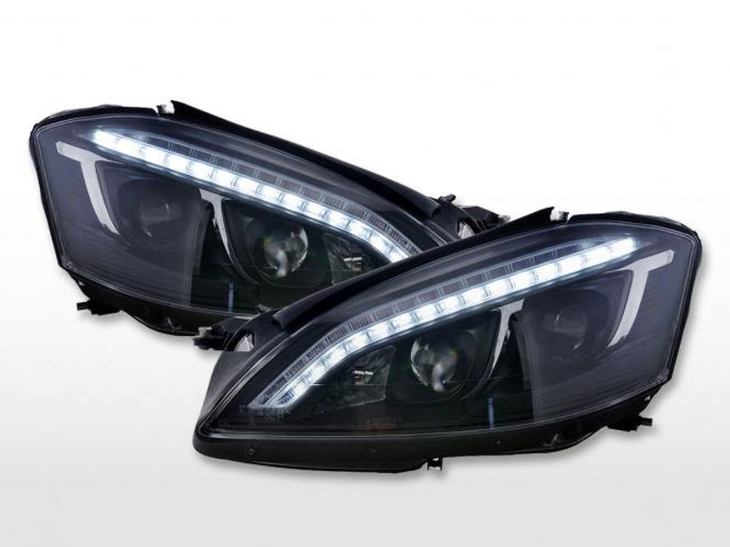 Scheinwerfer Set Daylight LED TFL-Optik Mercedes C-Klasse W204 Bj 11-14 schwarz