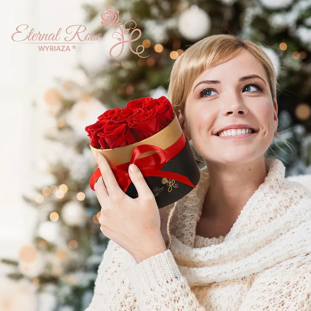 Bouquet de Fleurs Éternelles sous Coffret de Luxe - Déco Saint-Valentin