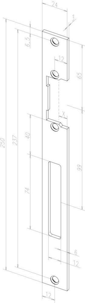 Flachschließbl.690 VA ma ktg.B.24xL.250mm DIN L/R ASSA ABLOY