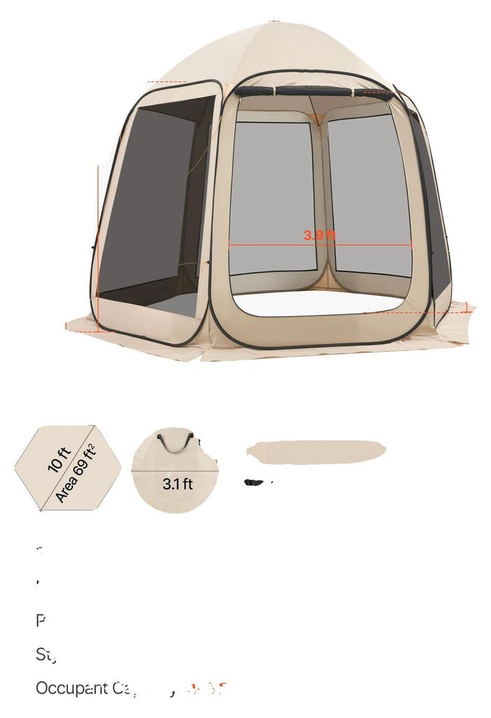 Bildschirmhaus Zelt, Pop-Up Design, Insektenschutz, 10x9.2ft