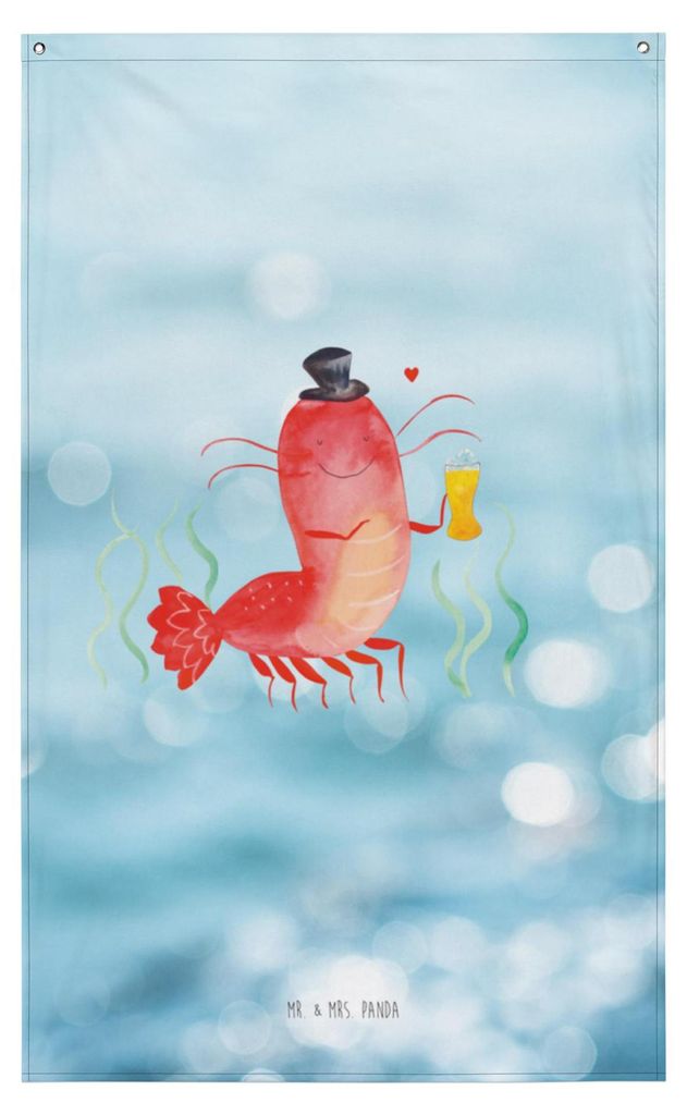 Mr. & Mrs. Panda Gobelin Hummer Weizen - Oceanblue - Geschenk, Hängedeko, Meer, Tapestry, Wandbild, Bier, Kochen, Kneipe, Wandbehang, Wirtschaft, ...