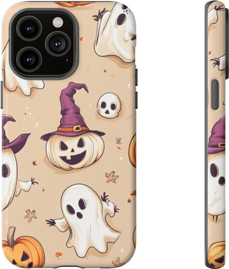 Verspieltes Halloween-Motiv mit Geistern und Kürbissen – Hülle Kompatibel mit iPhone 14 Pro Max
