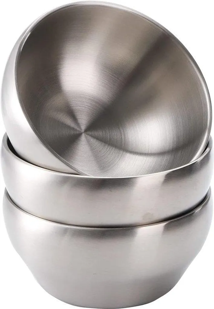 Bols en inox anti-brûlure double paroi - Lot de 3 bols de service 750ml