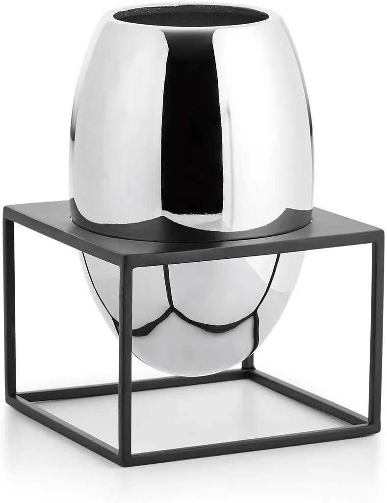 PHILIPPI Solero Vase sur pied L décoratif en aluminium nickelé brillant