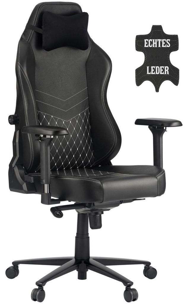 Sedia da gioco in vera pelle ZEN SAGA, fino a 130 kg, nera Immagine del prodotto 