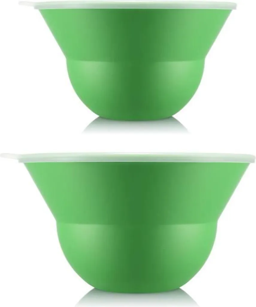 Set di insalatiera, 2 pezzi (3 L e 4,9 L), con coperchio in silicone, BODUM Topee, verde mela, senza BPA