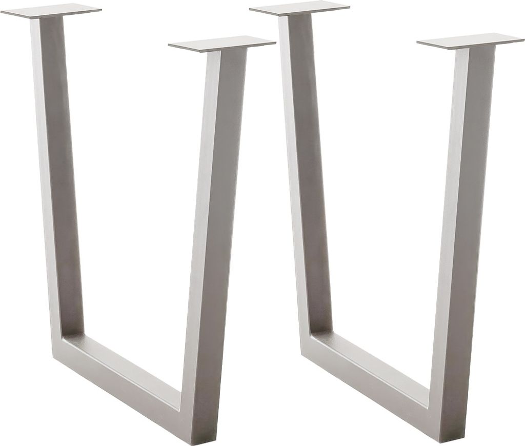 Tischgestell >BROOKLYN< (2er Set) Trapez-Form in Edelstahl silber - 78x68x15 (BxHxT)