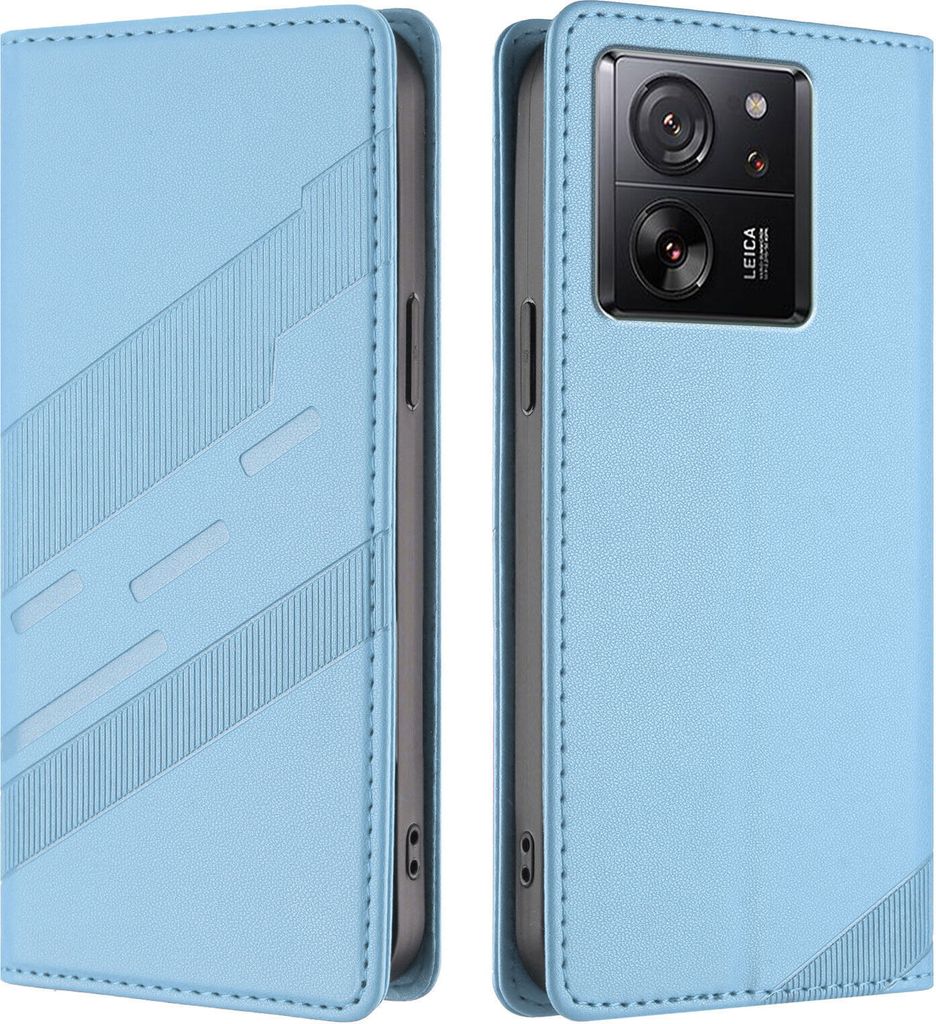 Hülle für Xiaomi 13T / 13T Pro/Redmi K50 Ultra, Kunstleder Brieftaschen Handyhülle mit Kartenfach und Standfunktion Hellblau