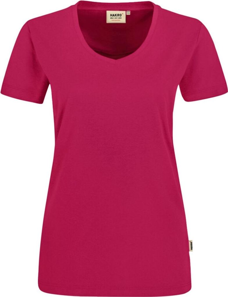 HAKRO Damen V-Shirt Mikralinar 181, magenta, XS