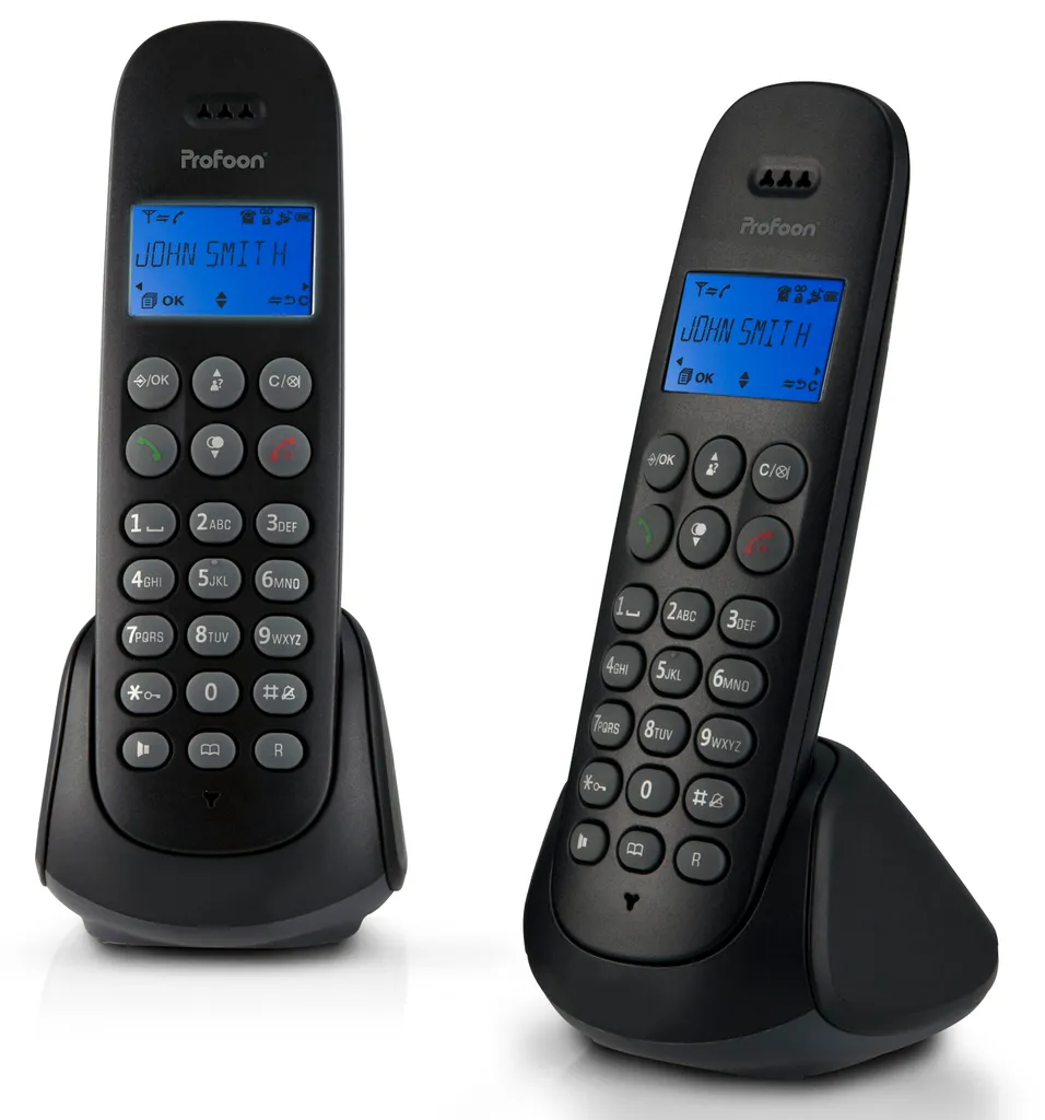 Profoon PDX-320 Téléphone Sans Fil DECT Duo Noir avec Grand Écran Clair