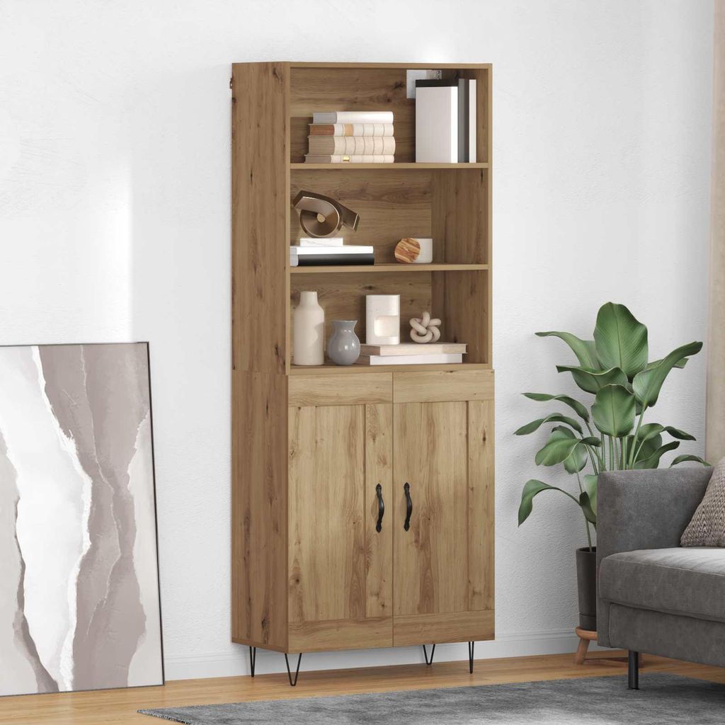 vidaXL Highboard 2 pcs Artisan-Eiche Holzwerkstoff
