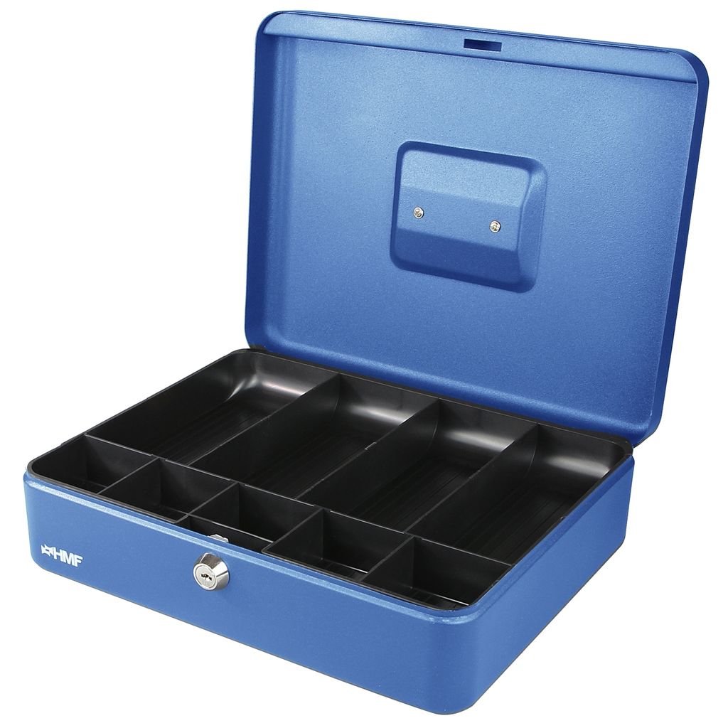 Geldkassette abschließbar, 5 Münzfächer & 4 Scheinmulden, HMF 10019-05, Blau