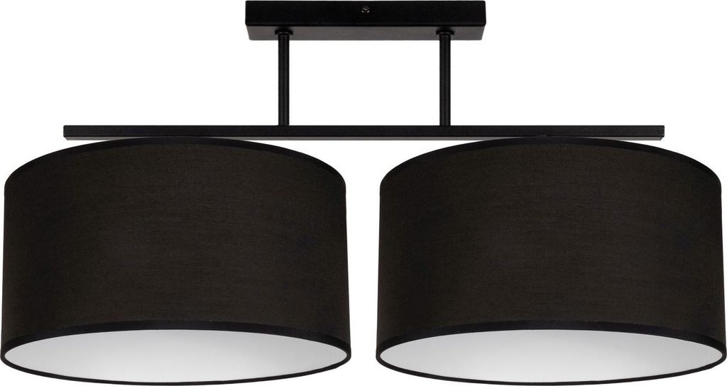 Deckenlampe Metall Stoff E27 Schwarz Weiß 2-flammig länglich Modern