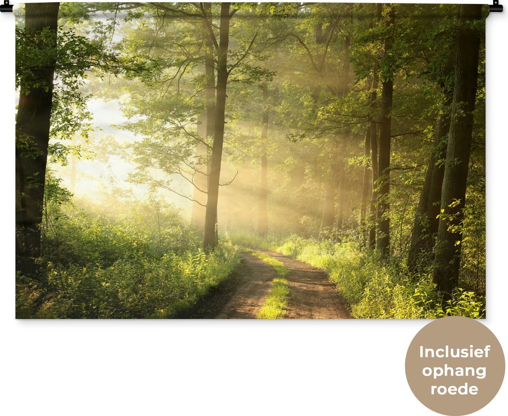 MuchoWow Wandteppich Wandbehang Wald - Sonne - Bäume 120x80 cm Tapisserie Dekoration Wandtuch - Wanddekorationen - Wandtücher