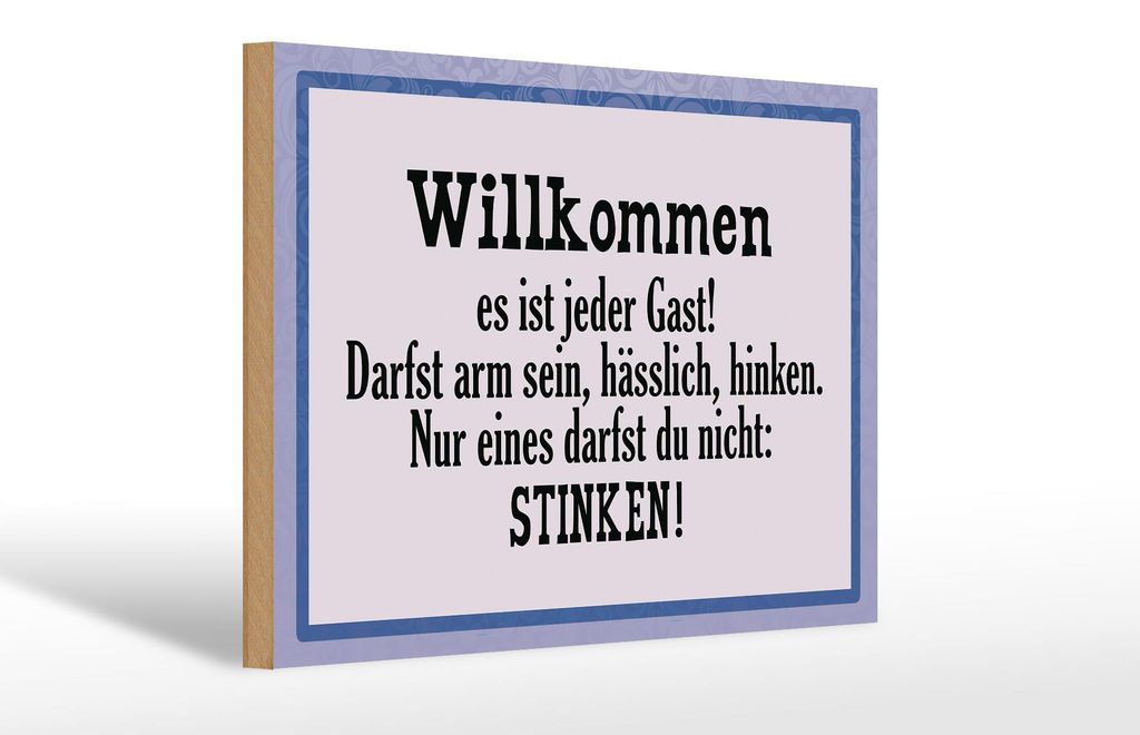 Holzschild Spruch 30x20cm Willkommen es ist jeder Gast