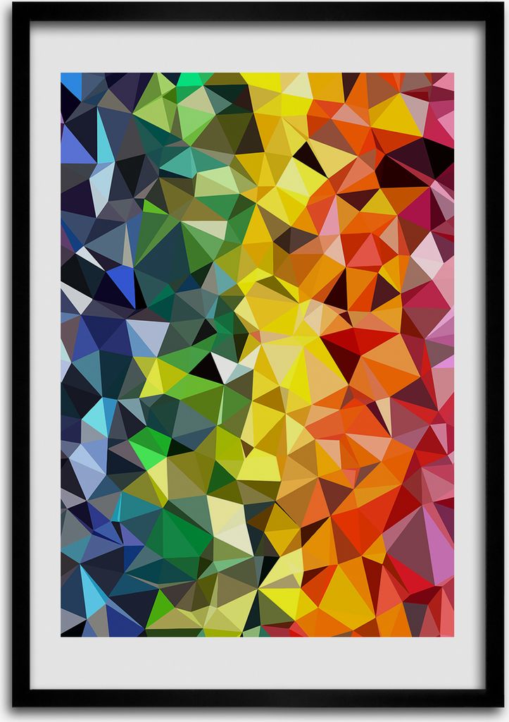 Bild - Bilderrahmen - 50 cm x 70 cm - MDF - Rahmen - Wandkunst Geometrischer Hintergrund