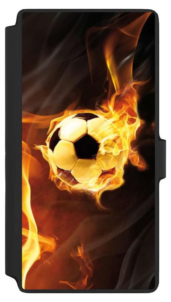 NIVOCASE Klapphülle für Samsung Galaxy S22 Ultra Handyhülle aus Kunst Leder NIVOflip schwarz Ball Feuer Fußball
