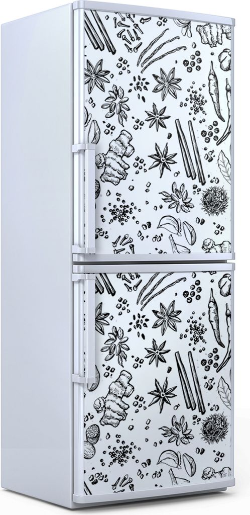Kühlschrankdekoration 60x180 cm Aufkleber auf dem Kühlschrank - Kräuter Gemüse