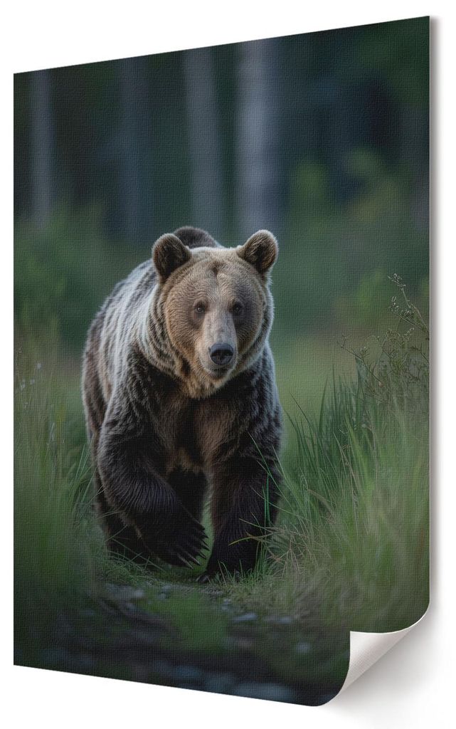 Waldbär- Kunstdruck A4 - Ausdrucksstark, modern- Wandbild für Wohnzimmer Schlafzimmer & Flur, Modernes Poster Wanddeko, Ungerahmt