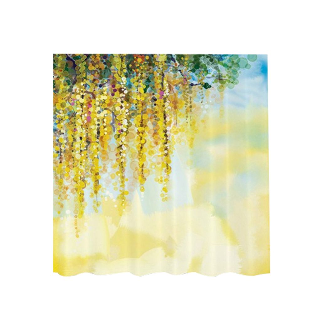 Wasserfester Aquarell-Blumen-Badezimmer-Duschvorhang, Trennwand, Drapierung, Heimdekoration-2#