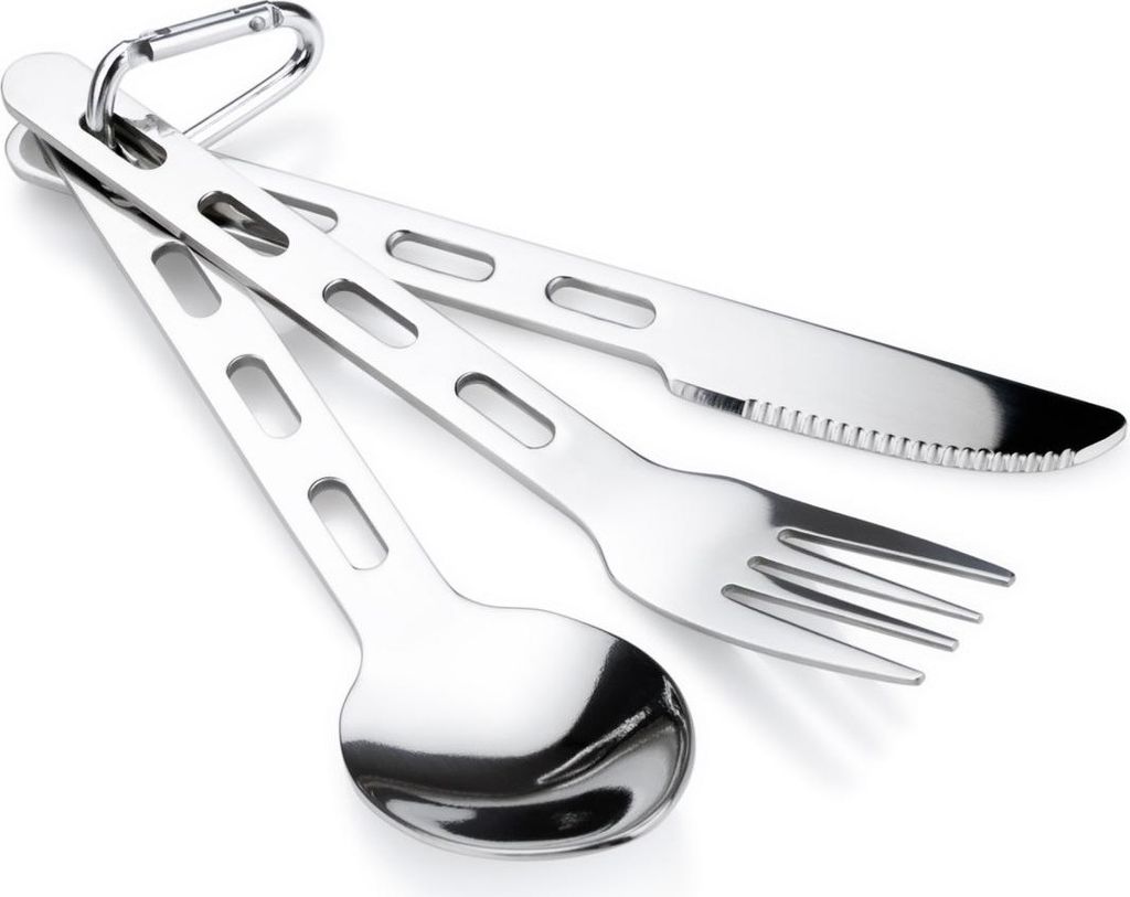 GSI Outdoors Edelstahlbesteck 3-teilig am Ring Set, 94 g, silber; 61003