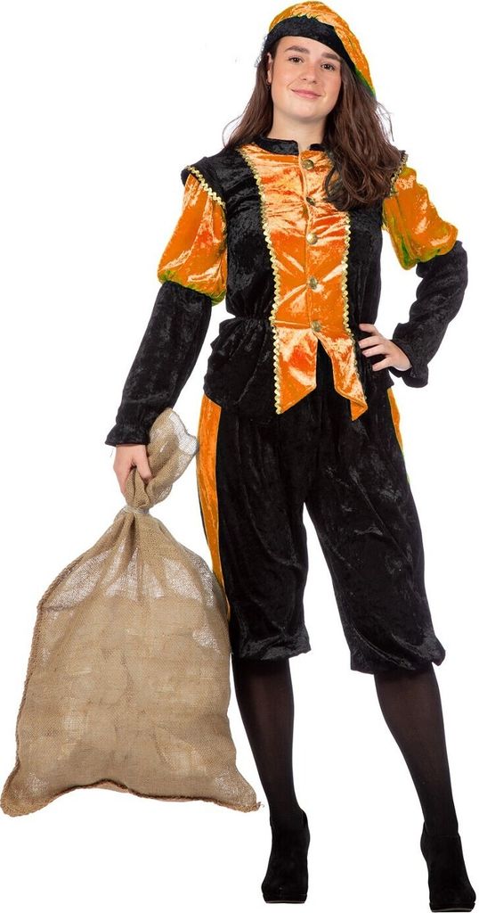 Zwarte Piet/Roetpiet Pansamt Budget Zwart-Oranje Kostuum 52-54