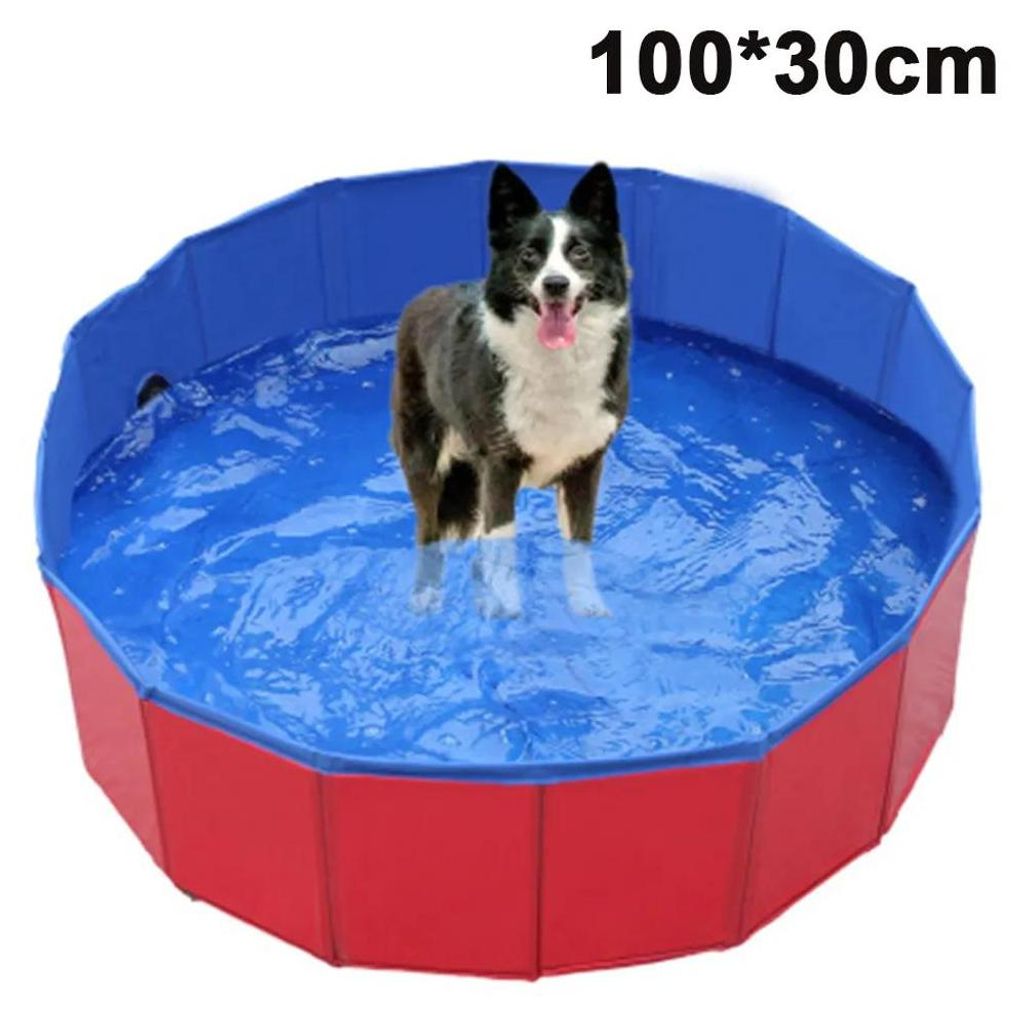 Hundepool, faltbarer Pool für Hunde und Katzen, 80x20 cm, rot 100x30cm