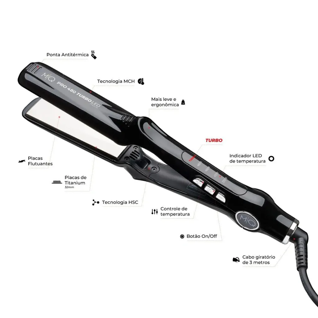 Lisseur MQ Professional 480 PRO : Titanium 250°C pour Cheveux Pro - 2
