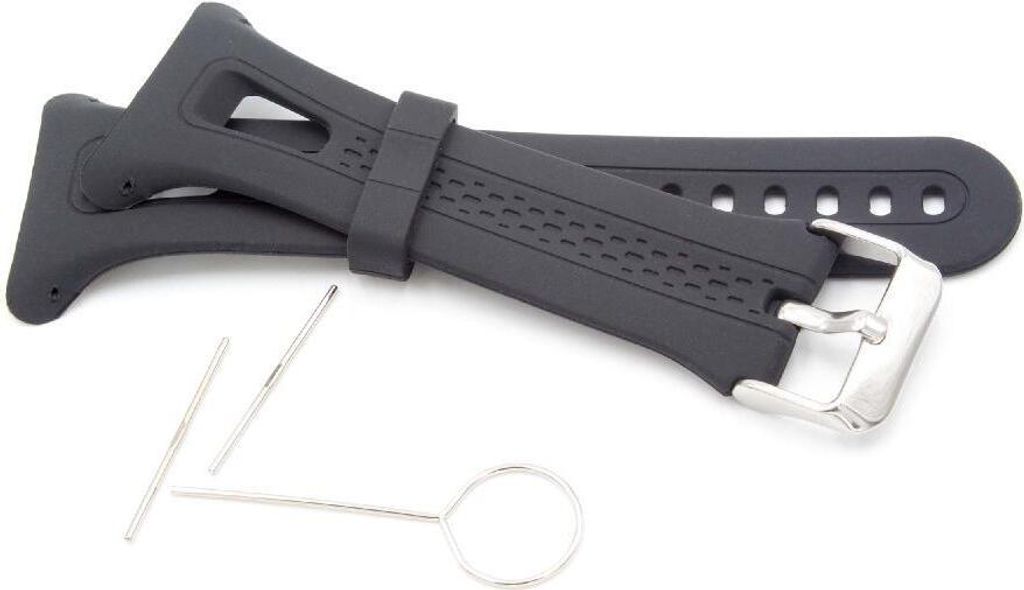 vhbw Ersatz Armband kompatibel mit Garmin Forerunner 15, 10 Fitnessuhr, Smartwatch mit großem Display - 11,5cm + 9,7 cm Silikon schwarz