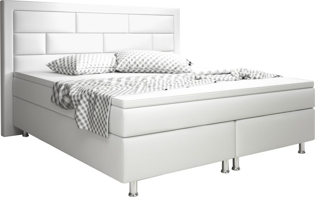 Inter Handels Boxspringbett Nizza 180x200 cm Kunstleder Weiß
