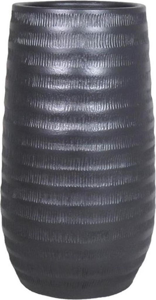 INNA-Glas Keramik Pflanzvase mit Rillen, schwarz-matt, 50 Produktbild 