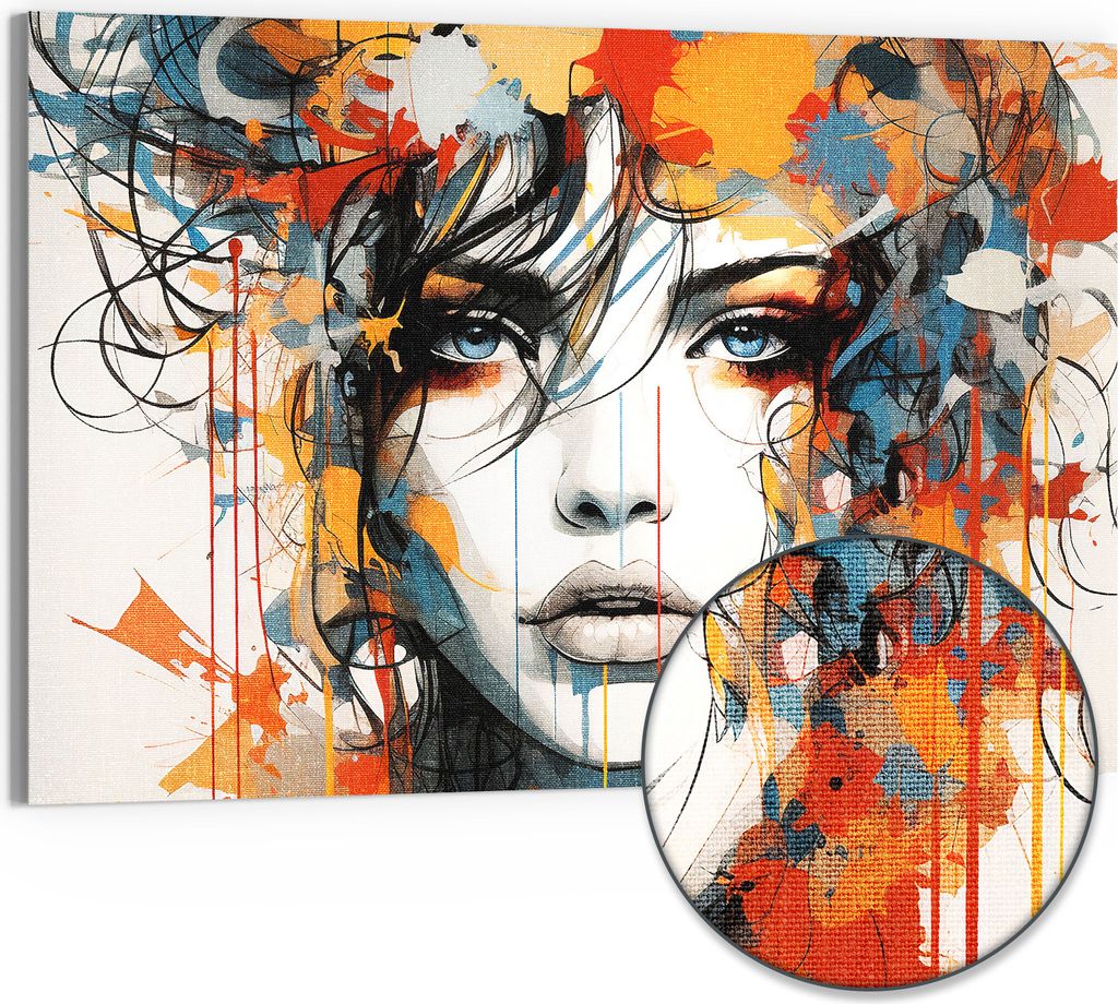 DEQORI Hybrid Leinwand Bild 90x60 cm 'Farbexplosion der Seele' Wandbild Glas flach modern