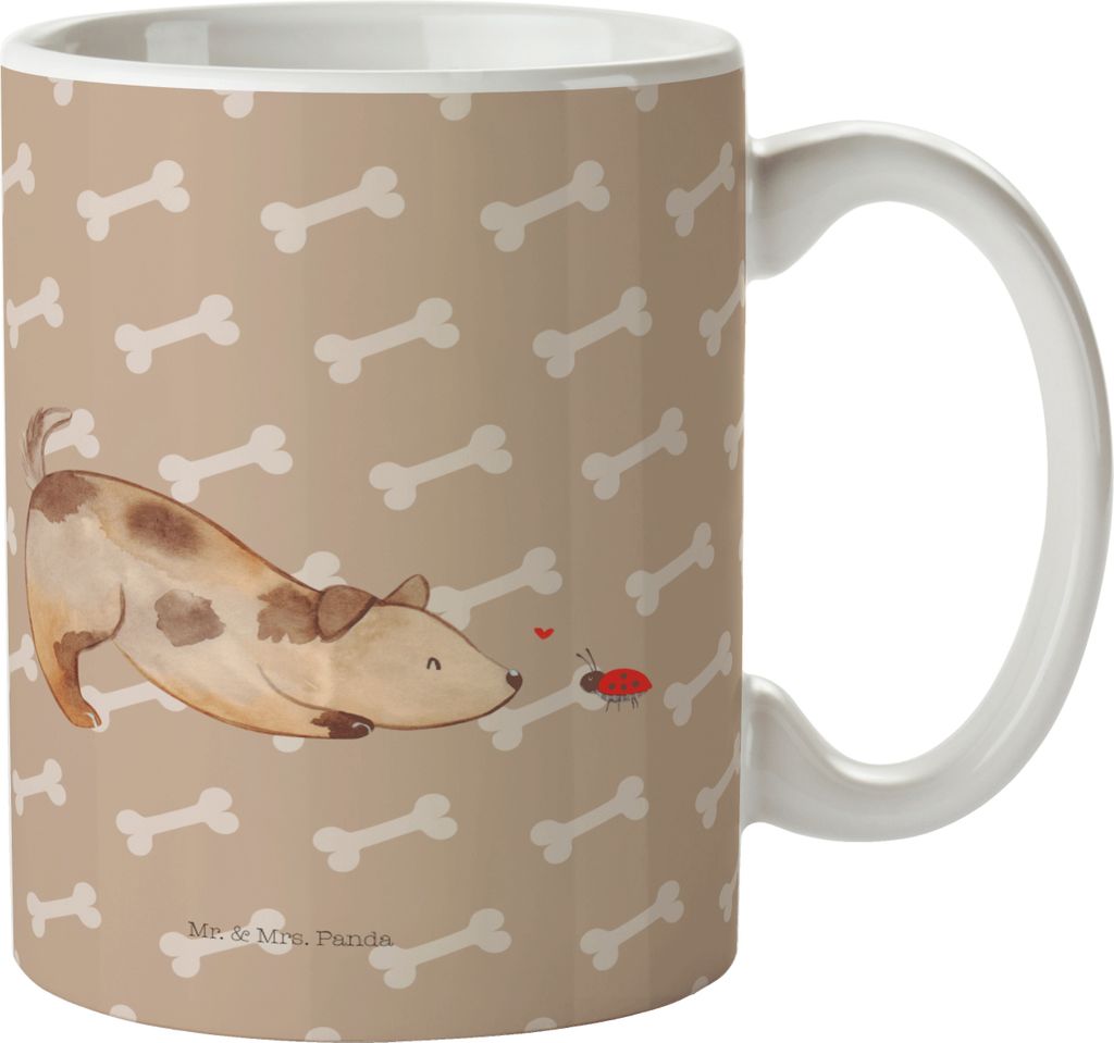 Mr. & Mrs. Panda Kaffeetasse Hund Marienkäfer - Hundeglück - Geschenk, bedruckt, Kaffeebecher, Tasse, Neugierig, Sprüche, Mischlinghund, Mischli...