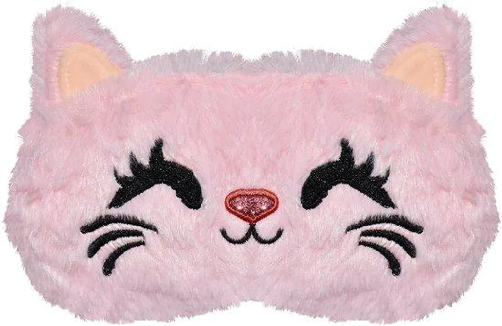 Masque de sommeil chat pour sieste enfant - Peluche rose spécial voyage