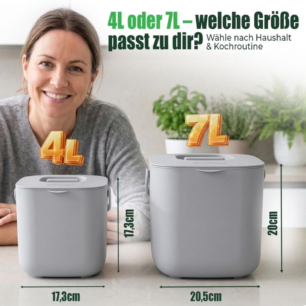 YourCasa® Biomülleimer Küche Komposteimer - 7L