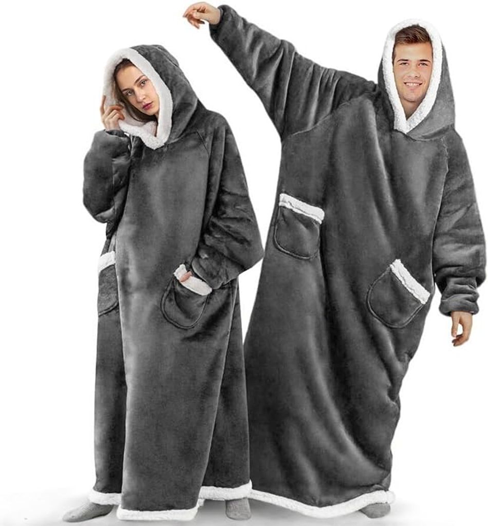 Hoodie Decke Mit Kapuze – übergroße Flanell-Decke Mit Großer Tasche, Warm & Kuschelig Für Damen, Herren & Kinder