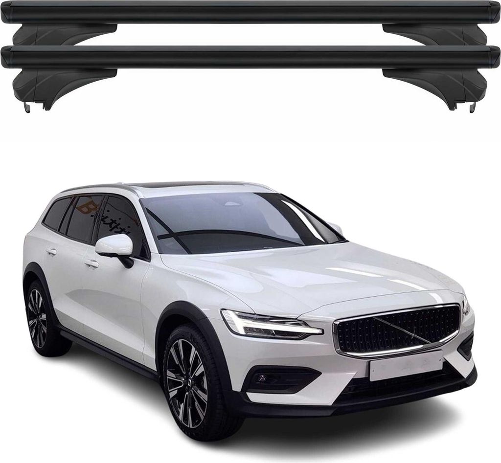 Menabo Dachträger für Volvo V60 I Cross Country 2015-2018 Aluminium Schwarz 2tlg