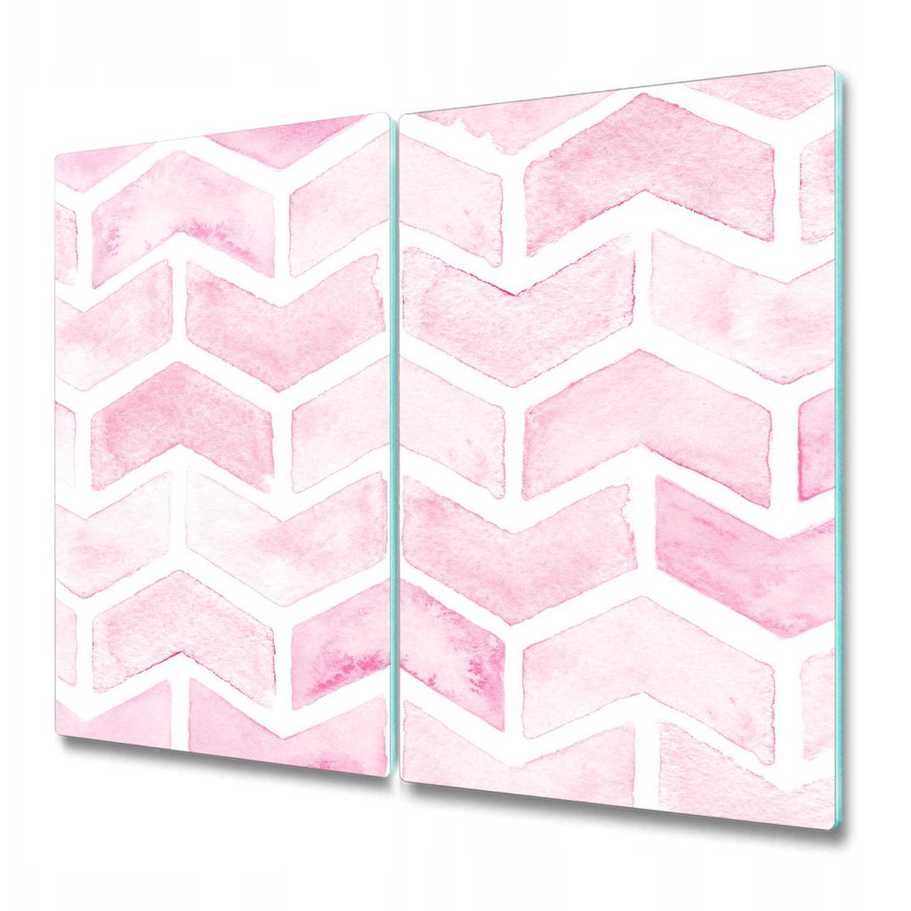 Küchenschneidebrett - Glasschneidebrett - Herdabdeckung - 2x 30x52 cm - Pastellrosa Chevron