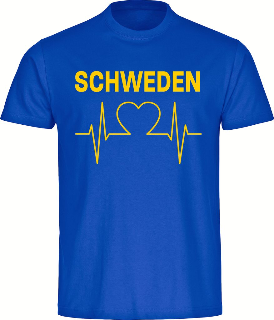 multifanshop Kinder T-Shirt - Schweden - Herzschlag, blau, Größe 176