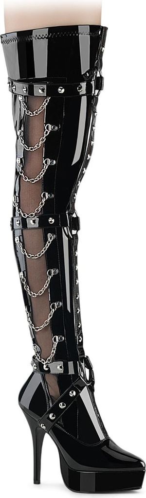 Devious INDULGE-3026 Plateau Stiefel Schwarz Lack EU 40