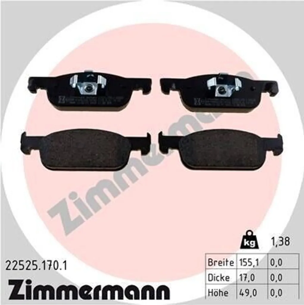 Zimmermann 22525.170.1 Plaquettes de frein pour Logan et Sandero II