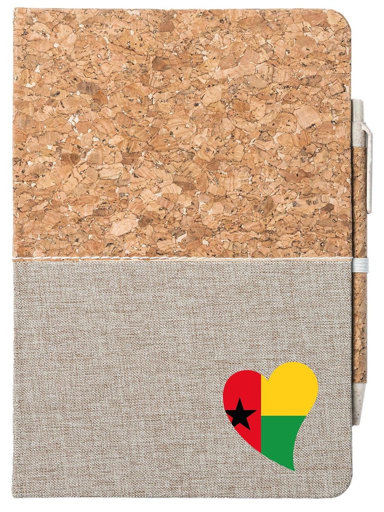 Huuraa Notizbuch A5 Guinea-Bissau Flagge Herz 80 Blatt inkl. Kugelschreiber Tagebuch Geschenkidee