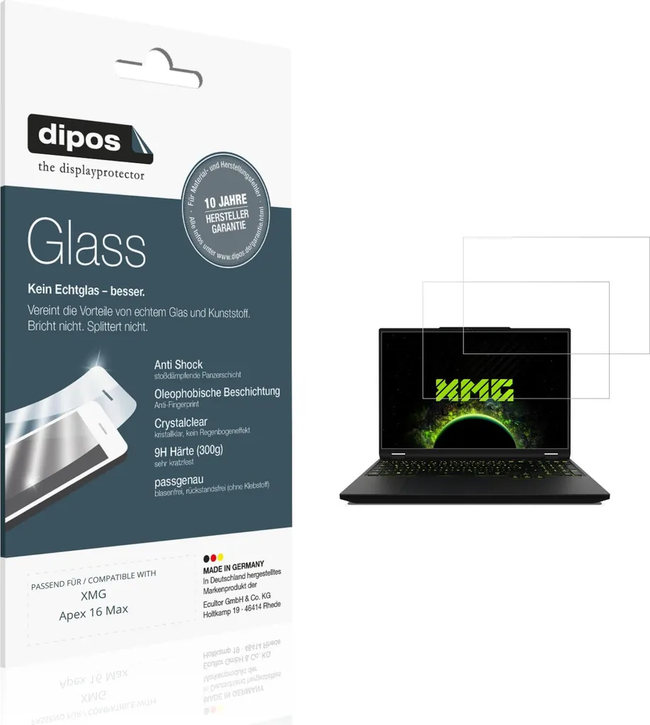 Protection Écran XMG Apex 16 Max - Verre de Sécurité Anti-Rayures