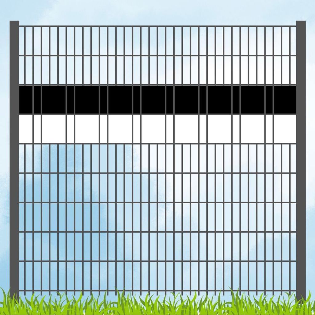 Sichtschutzstreifen in Vereinsfarben - Set SCHWARZ-WEISS Volle Streifenbreite